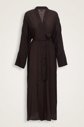 İmannoor x Rawdah Monogram Degrade Kahverengi İpek Kimono - 1