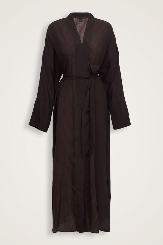 İmannoor x Rawdah Monogram Degrade Kahverengi İpek Kimono - 1