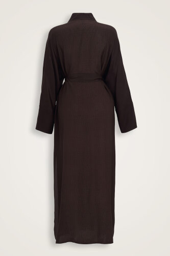 İmannoor x Rawdah Monogram Degrade Kahverengi İpek Kimono - 2