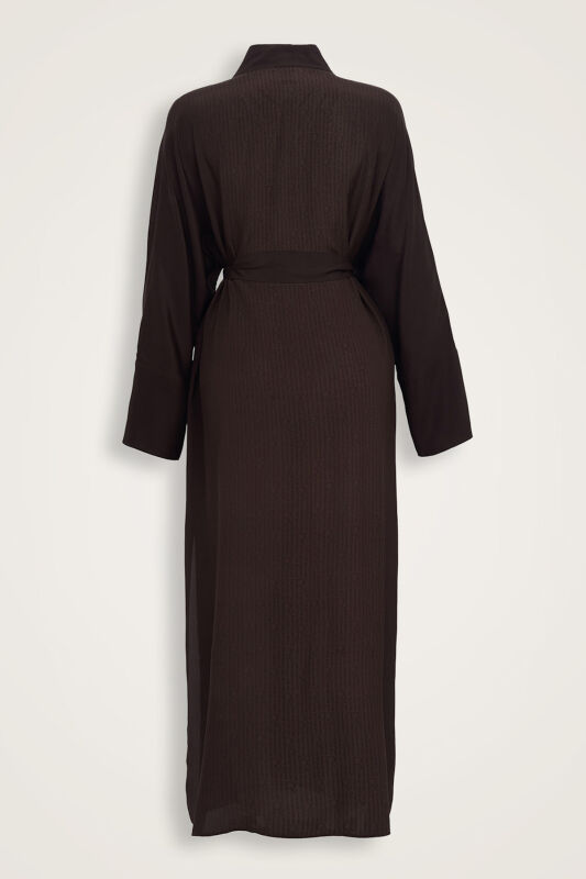 İmannoor x Rawdah Monogram Degrade Kahverengi İpek Kimono - 2