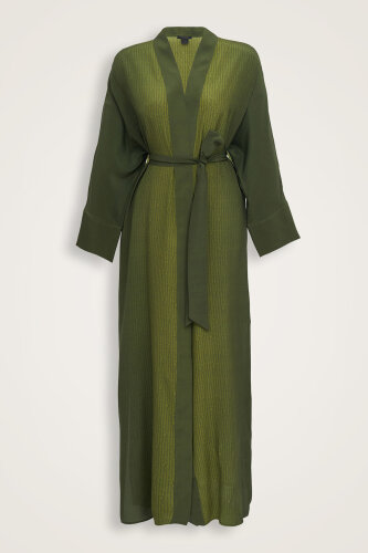 İmannoor x Rawdah Monogram Degrade Yeşil İpek Kimono 