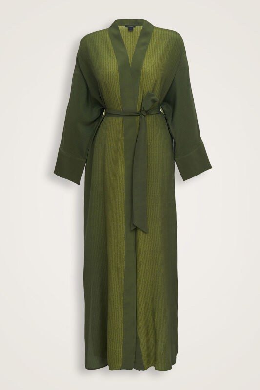 İmannoor x Rawdah Monogram Degrade Yeşil İpek Kimono - 1