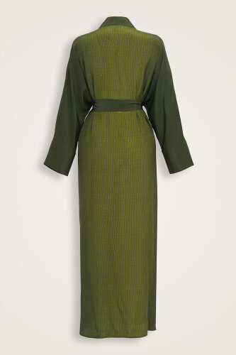 İmannoor x Rawdah Monogram Degrade Yeşil İpek Kimono - 2