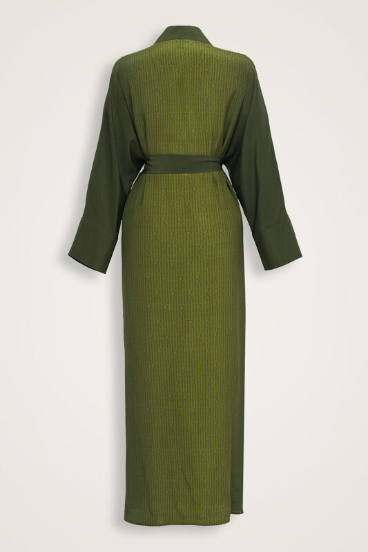 İmannoor x Rawdah Monogram Degrade Yeşil İpek Kimono - 2