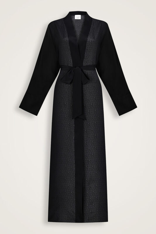 Imannoor x Rawdah Monogram Gradient Black-White Silk Kimono - 1