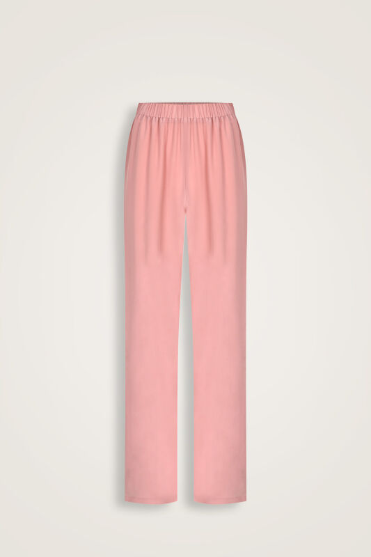 İmannoor x Rawdah Monogram Pembe İpek Pantolon - 1