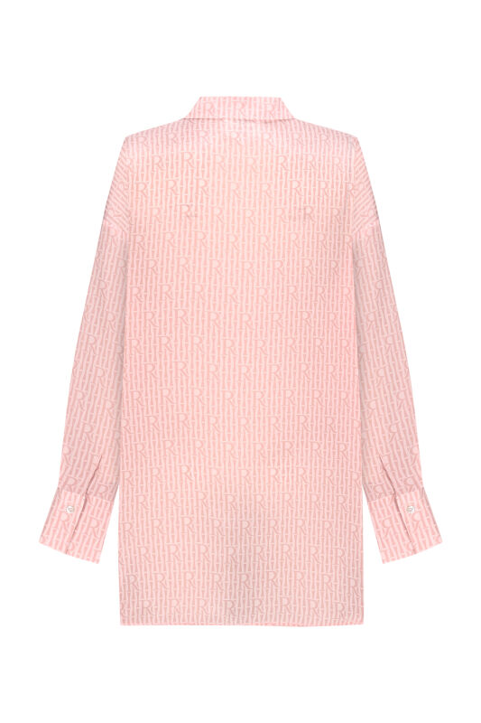 Imannoor x Rawdah Monogram Pink Silk Shirt - 2