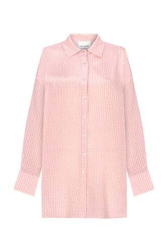 Imannoor x Rawdah Monogram Pink Silk Shirt 