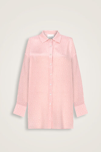 Imannoor x Rawdah Monogram Pink Silk Shirt 