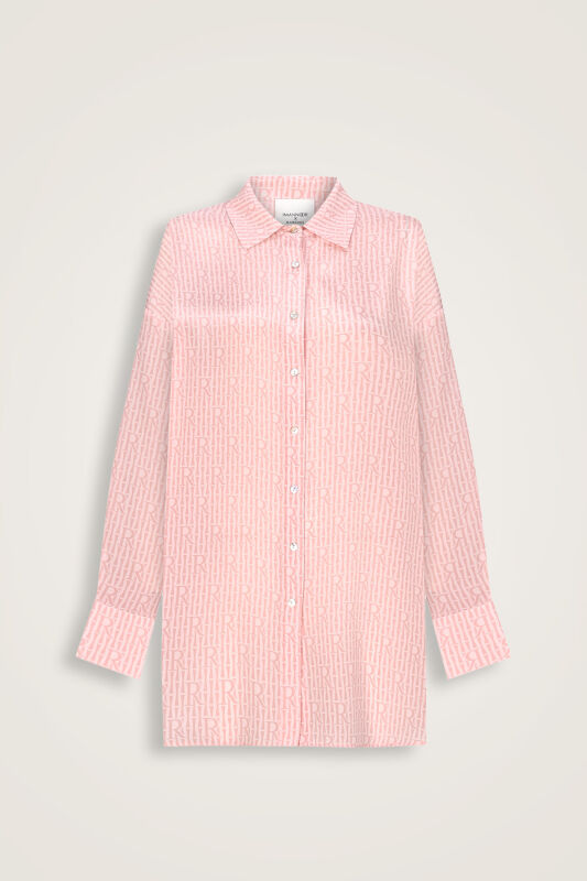 Imannoor x Rawdah Monogram Pink Silk Shirt - 1