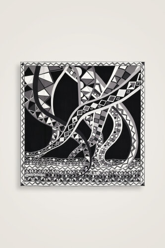 Imannoor x Rawdah Octopus Black and White Silk Large Scarf 