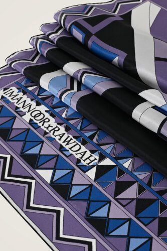 Imannoor x Rawdah Octopus Black-Blue Silk Large Scarf 110x110 - Imannoor (2)