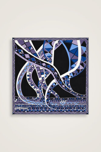 Imannoor x Rawdah Octopus Black-Blue Silk Large Scarf 110x110 