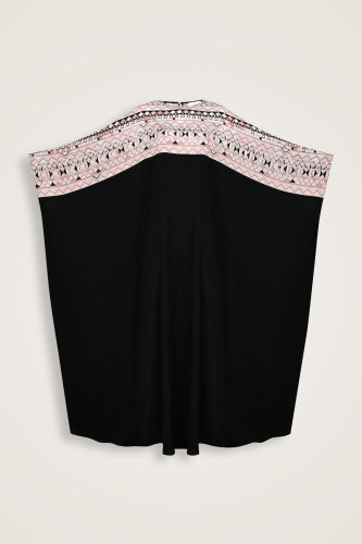 Imannoor x Rawdah Octopus Black-Pink Crepe Silk Kaftan 