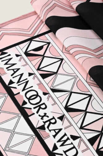 Imannoor x Rawdah Octopus Black-Pink Silk Large Scarf - Imannoor (2)