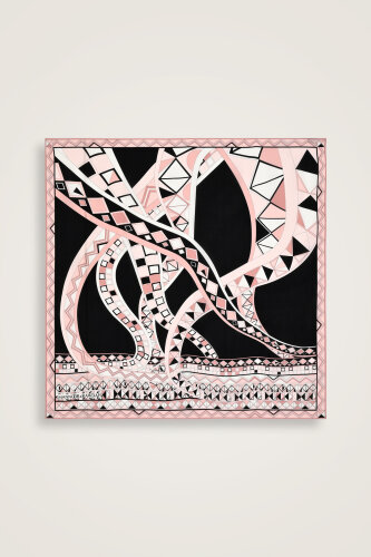 Imannoor x Rawdah Octopus Black-Pink Silk Large Scarf 