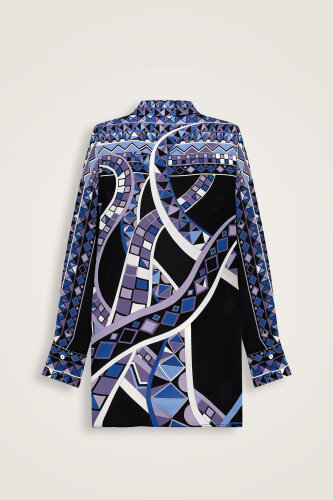 Imannoor x Rawdah Octopus Black-Saxe Blue Silk Shirt - 2