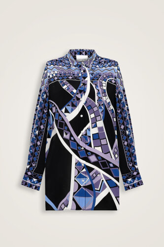 Imannoor x Rawdah Octopus Black-Saxe Blue Silk Shirt 