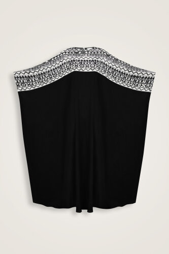 Imannoor x Rawdah Octopus Black-White Crepe Silk Kaftan 