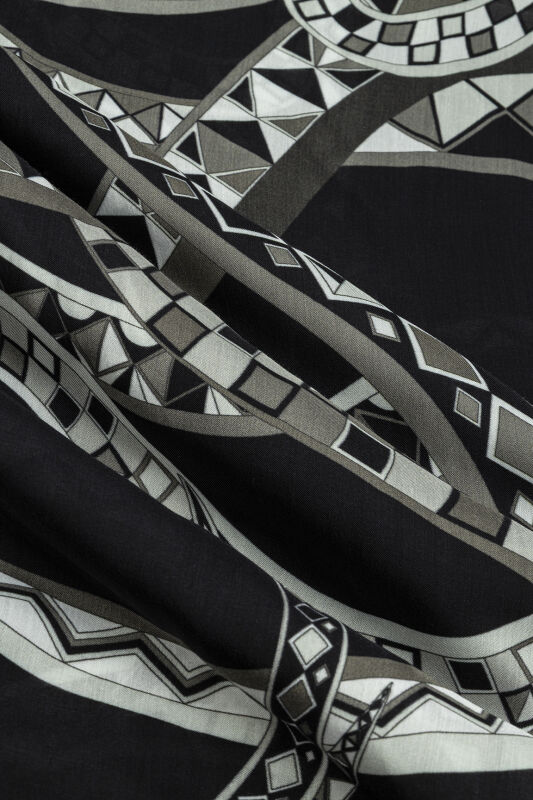 Imannoor X Rawdah Octopus Black-White Floss Viscose Shawl - 2