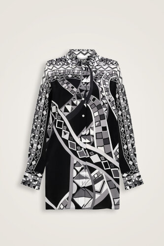 Imannoor x Rawdah Octopus Black-White Silk Shirt 