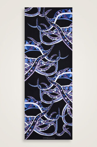 Imannoor X Rawdah Octopus Blue-Purple Floss Viscose Shawl - 1