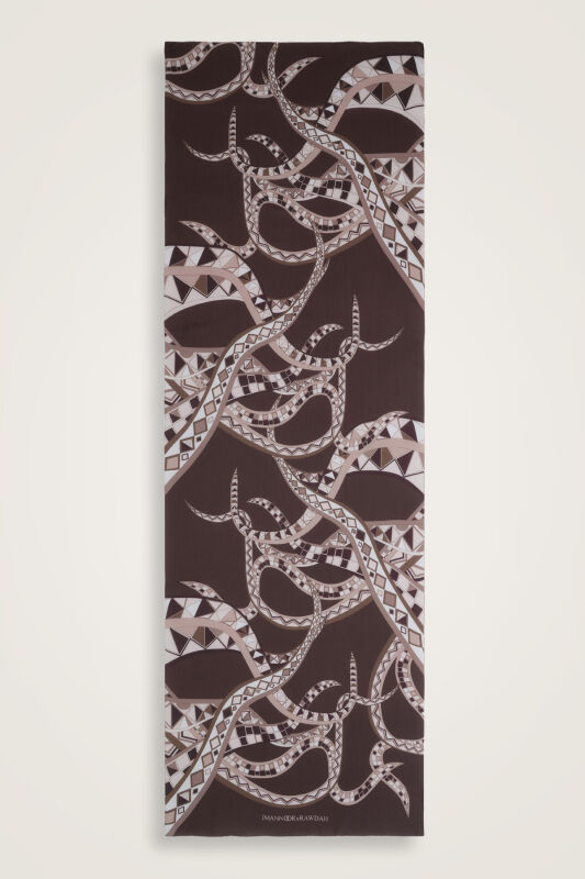 İmannoor x Rawdah Octopus Brown Floss Viscose Shawl 70x210 - 1