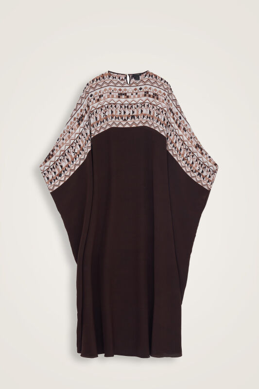 Imannoor x Rawdah Octopus Coffee Crepe Silk Kaftan - 1
