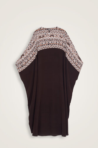 Imannoor x Rawdah Octopus Coffee Crepe Silk Kaftan - 3