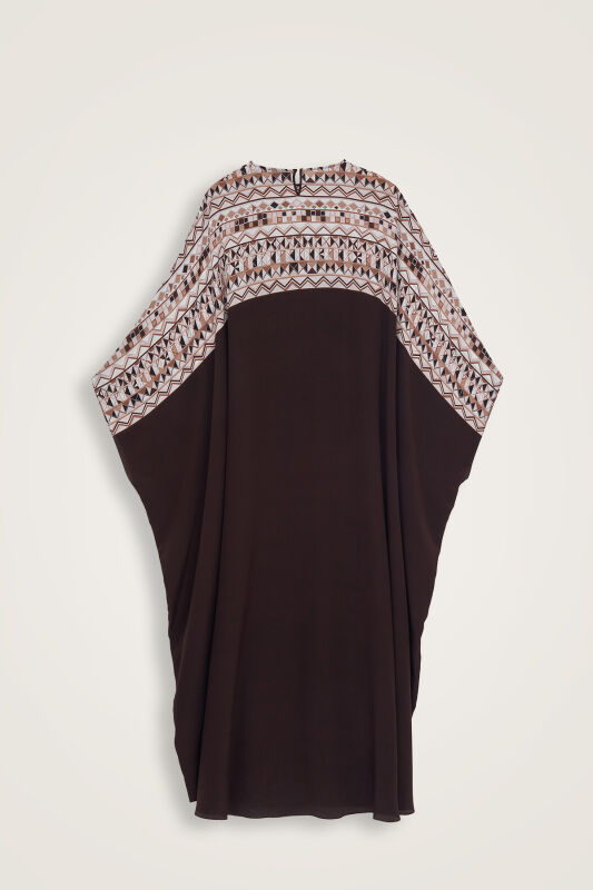 Imannoor x Rawdah Octopus Coffee Crepe Silk Kaftan - 3