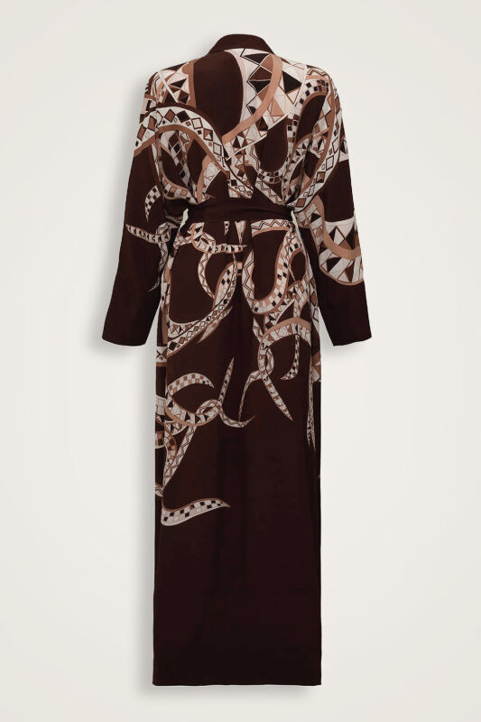 Imannoor x Rawdah Octopus Coffee Crepe Silk Kimono - 3