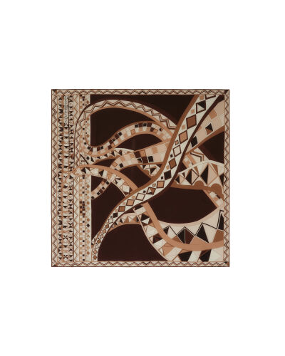 Imannoor x Rawdah Octopus Coffee Silk White Scarf 