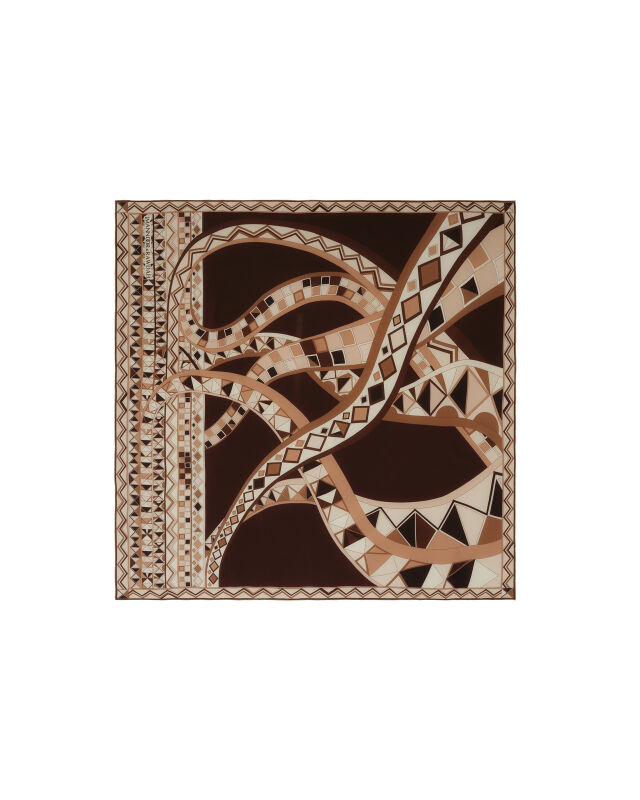 Imannoor x Rawdah Octopus Coffee Silk White Scarf - 1