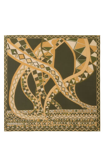 Imannoor x Rawdah Octopus Green Silk White Scarf 