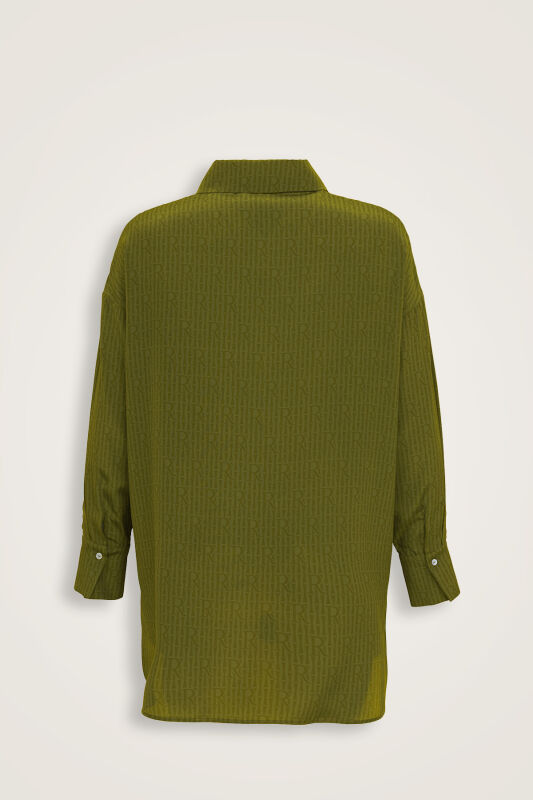 İmannoor x Rawdah Monogram Gradient Green Silk Shirt - 2
