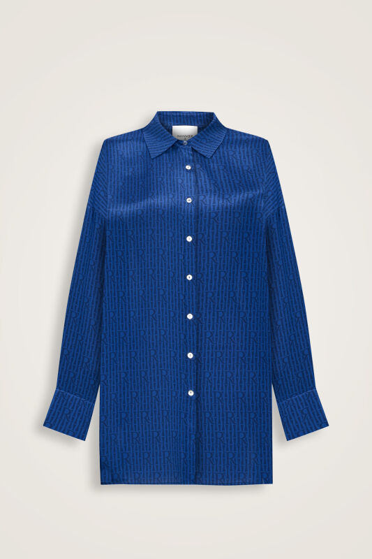İmannoor x Rawdah Monogram Gradient Sax Silk Shirt - 1