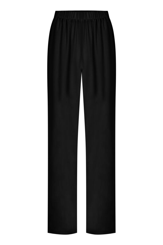 Imannoor x Rawdah Plain Black Silk Trousers - 1