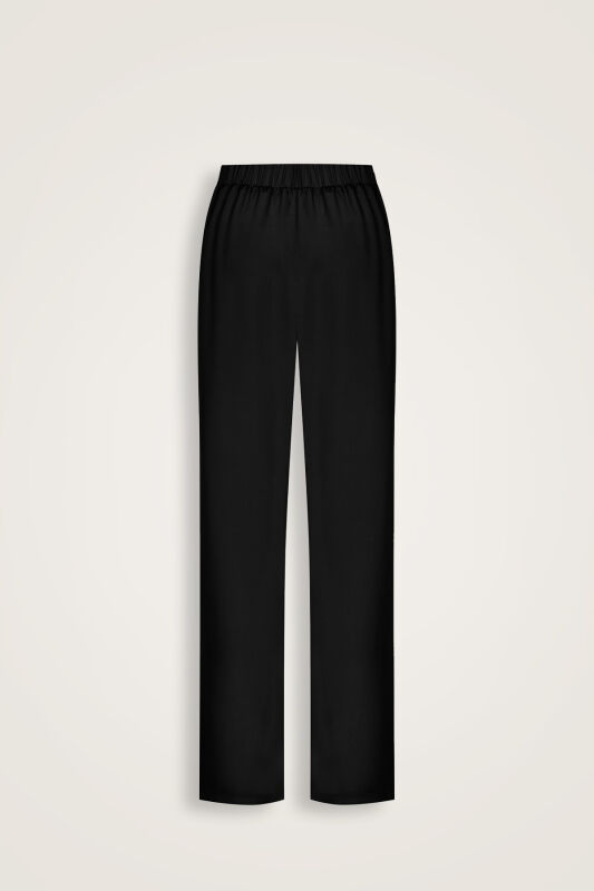 Imannoor x Rawdah Plain Black Silk Trousers - 2