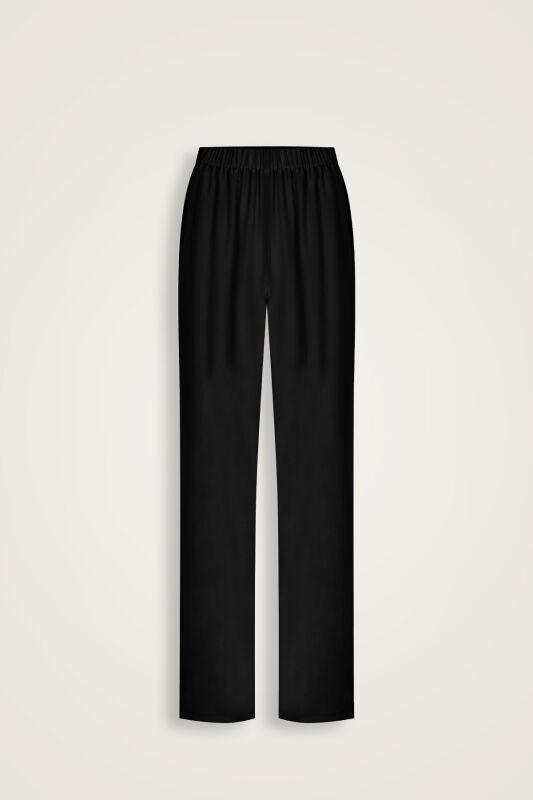 Imannoor x Rawdah Plain Black Silk Trousers - 1