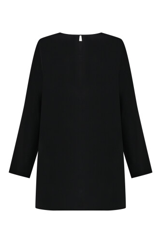 Imannoor x Rawdah Plain Color Black Silk Blouse 