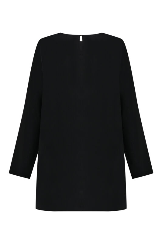 Imannoor x Rawdah Plain Color Black Silk Blouse - 1