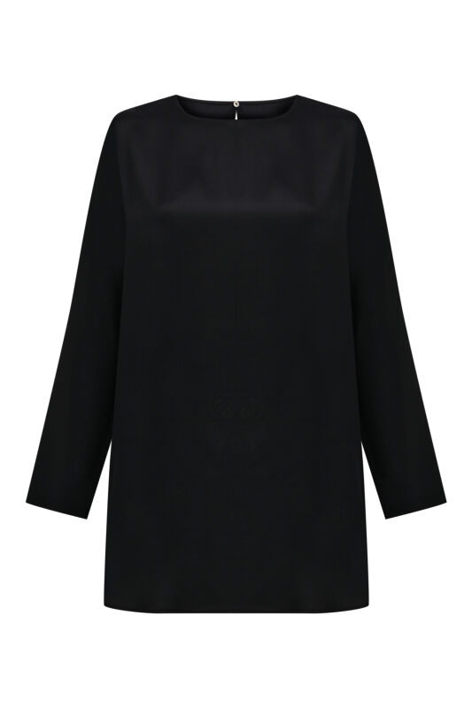 Imannoor x Rawdah Plain Color Black Silk Blouse - 2