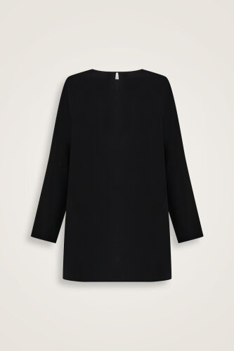Imannoor x Rawdah Plain Color Black Silk Blouse - 2