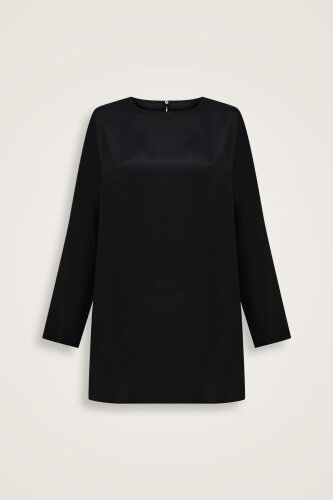 Imannoor x Rawdah Plain Color Black Silk Blouse 