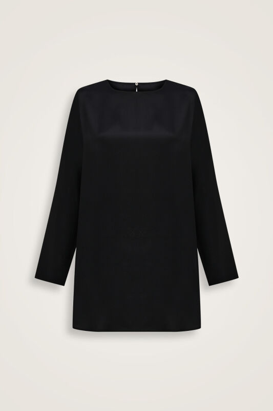 Imannoor x Rawdah Plain Color Black Silk Blouse - 1