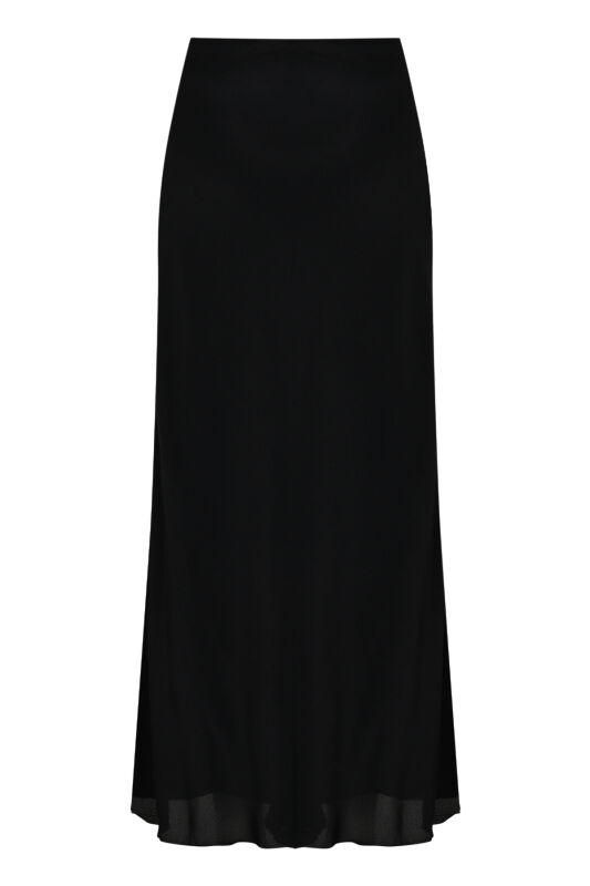 Imannoor x Rawdah Plain Color Black Silk Skirt - 1