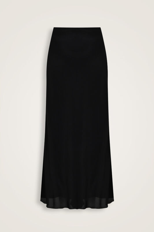 Imannoor x Rawdah Plain Color Black Silk Skirt - 1