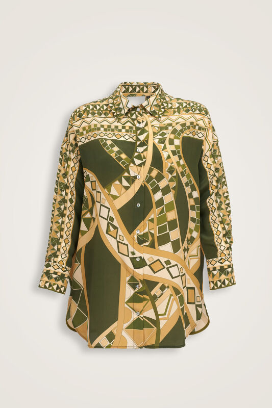 İmannoor x Rawdah Octopus Green Silk Shirt - 1
