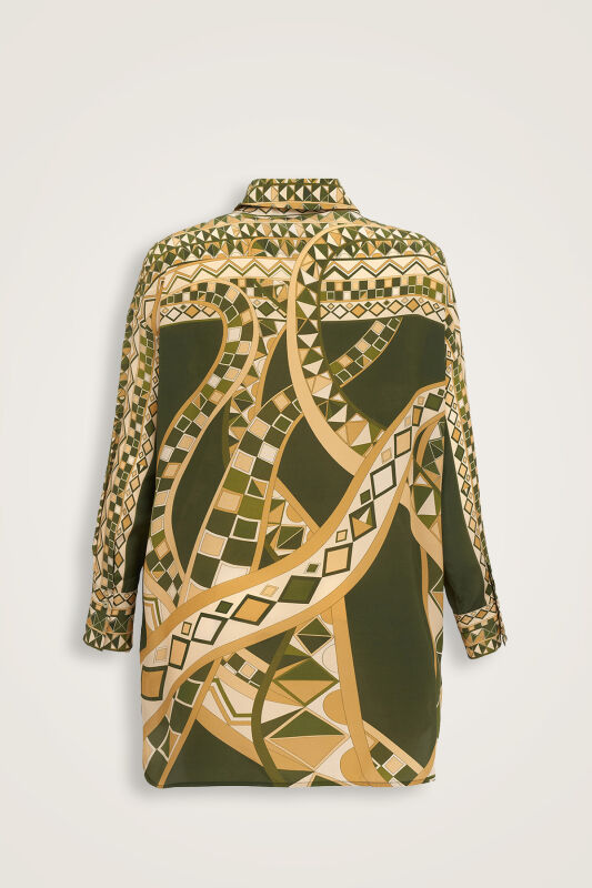 İmannoor x Rawdah Octopus Green Silk Shirt - 2