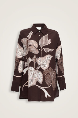 İmannoor x Rawdah Mecca Rose Brown Silk Shirt 